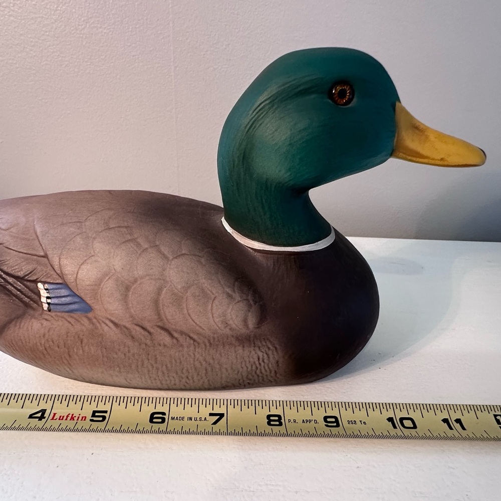 Handcrafted Ceramic Mallard Duck Sculpture - Green and Brown - Picture 12 of 13